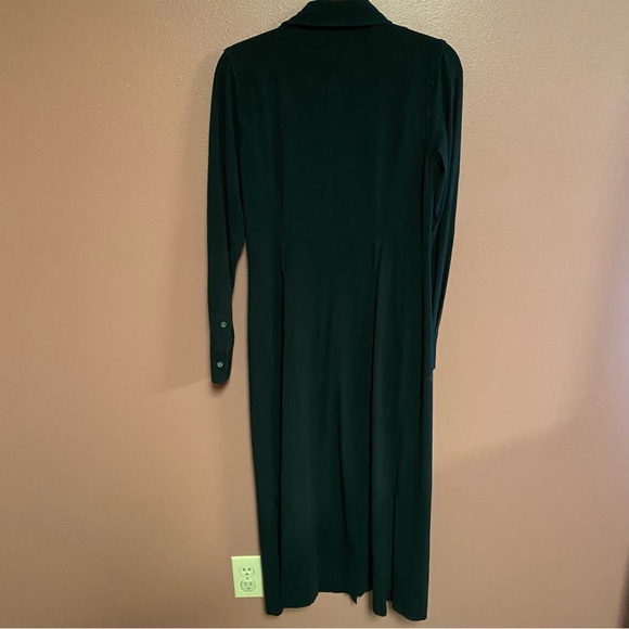 The J. Peterman Company black button up shirt dress midi length size 4 no belt - Picture 6 of 7